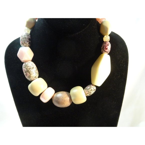 Unbranded Jewelry - Mixed CHUNKY Beads‎ Statement NECKLACE Pinks Acrylic Artsy 21" adjustable